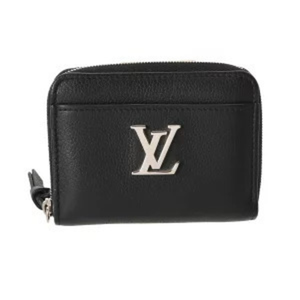 Louis Vuitton Lockme Zippy Coin Purse Black Calf Leather Case Wallet